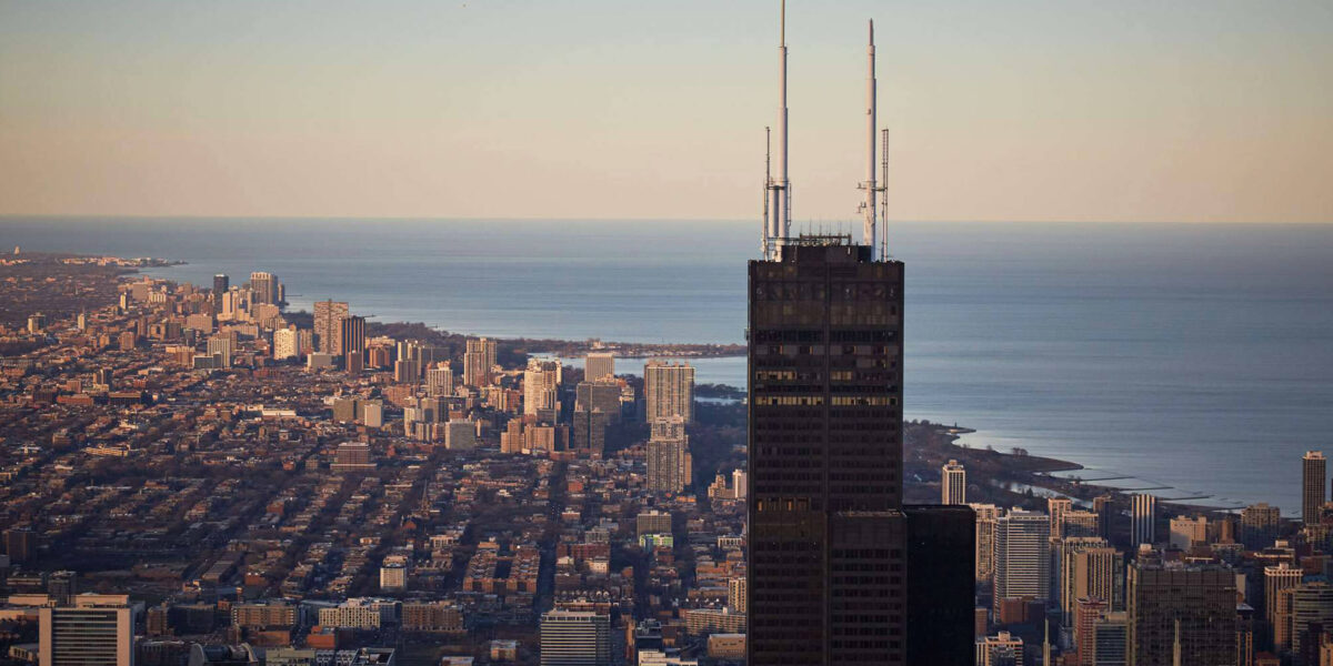 City scape with Lake Michigan in background